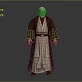 Game Movie Character White Hair Beard Brown Robe Beige Tunic Leather Belt Standing Pose