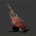 Old Rusted Orange Red Ship with Weathered Structure as Water Transport