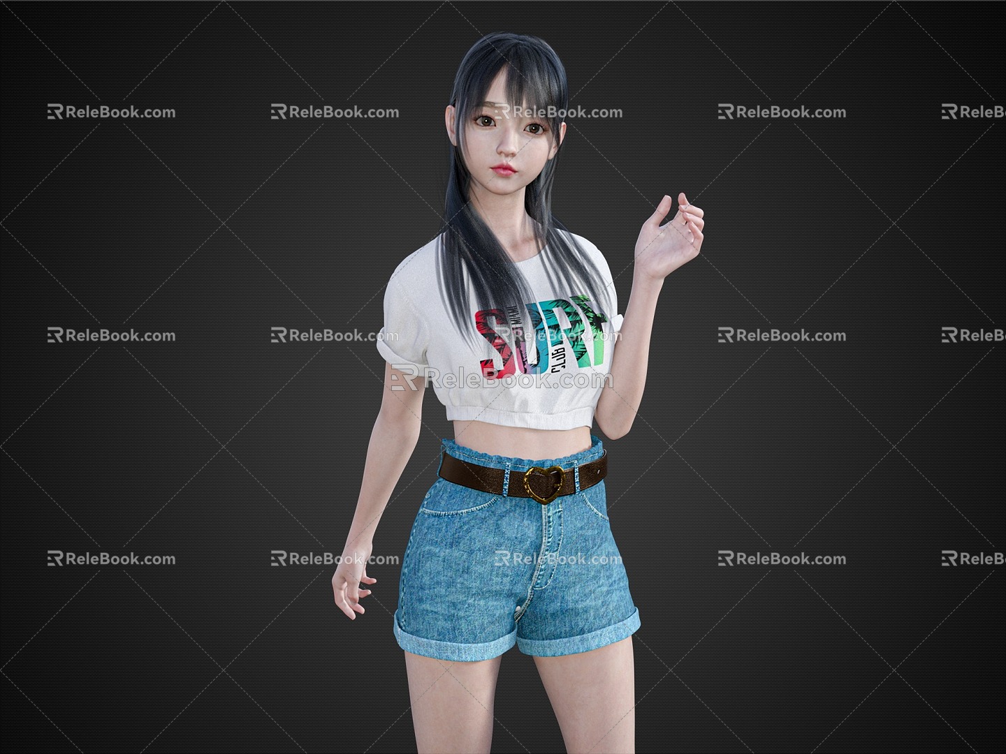 Pure Girls Casual Shorts Girls Cute Girls 3d model