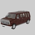 Classic Brown Van With Multiple Windows And Rear Spare Tire Rack