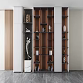 Modern Decorative Cabinet With Multiple Shelves And Ornamental Displays In Contemporary Interior