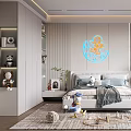 Modern Kids Bedroom With Toys Storage And Study Desk