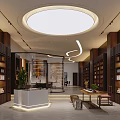 Modern Luxury Executive Office Interior With Glass Partition And Warm Illuminated Wooden Storage Cabinets