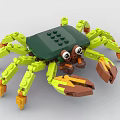 Creative Building Blocks Crab Model With Green Body Yellow Legs And Brown Claws