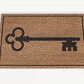 Brown Coir Doormat With Black Key Design And Rectangular Border 3d model