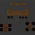 Wooden Furniture Collection With Bar Counter Stools Dining Table Chairs Armchairs And Coffee Table