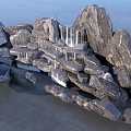 Creative Outdoor Garden Ornament With Stacked Rocks And Natural Waterfall Design