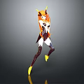 Game and Movie Female Character with Orange Hair Horns White Black Outfit and Yellow Boots