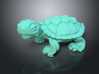 Light Green 3D Turtle Model With Detailed Shell And Curved Limbs Design 3d model