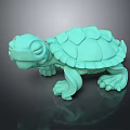Light Green 3D Turtle Model With Detailed Shell And Curved Limbs Design 3d model