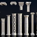 Various Classical Roman Columns With Different Capitals And Intricate Carved Patterns