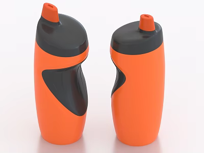 Two Stylish Orange And Black Water Bottles With Modern Design For Daily Use 3d model