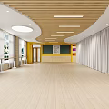 Spacious Dance Studio For Fitness With Wooden Floor And Curtains