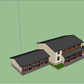 Traditional Homestay Building With Mountain View Green Trees And Courtyard Pond Area