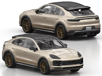 Luxury Beige SUV With Black Roof And Gold Wheels Exterior Design 3d model