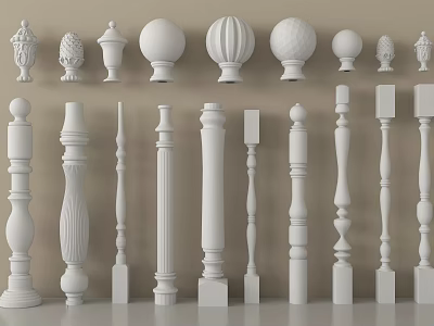 Ornamental Baluster Collection Featuring Various Shapes And Decorative Designs For Railings 3d model