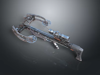 Tactical Modern Crossbow With Metallic Scope And Intricate Mechanical Components Design 3d model