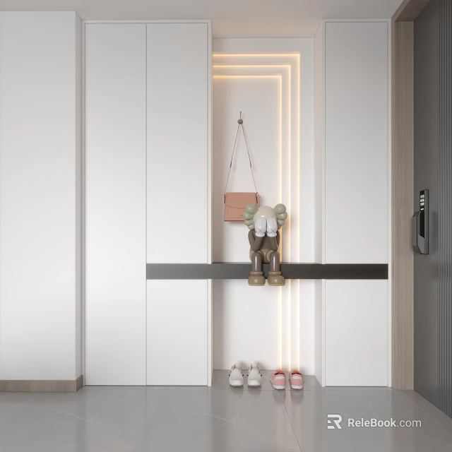 Modern Kitchen Sideboard Design In Open Concept Interior With Sleek Storage Features 3d model 