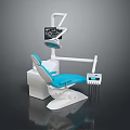 Modern Dental Chair Furniture With Blue Seat White Base And Display Arm