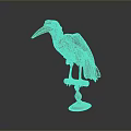 Black Bird With Blue Eyes Red Throat And Long Beak Standing On White Base