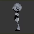 Animated Robot Game Movie Character 3D Model With Silver Body Yellow Eyes And Mechanical Design