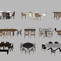Various Dining Table Set Designs With Round Square Rectangular Shapes And Chairs 3d model
