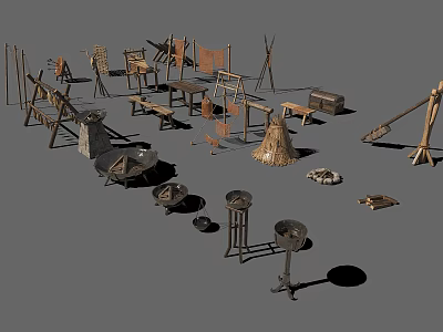 Various Hardware Tools Including Ladders Stools Tables Shelves Pans And Shovels Collection 3d model