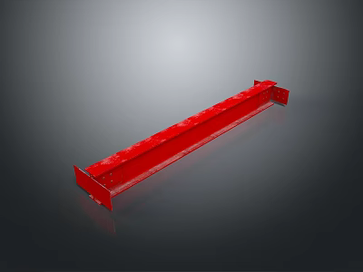 Red Long Strip Metal Part With Smooth Surface And Metallic Finish 3d model