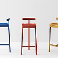 Modern Blue Red Yellow Bar Stools with Simple Design for Kitchen Counter 3d model