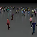 Large Crowd of People Gathered in Open Area Interacting and Moving Around Casually