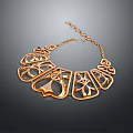 Fashionable Daily Life Gold Necklace Featuring Intricate Hollow Patterns And Fan Shaped Heart Linked Design