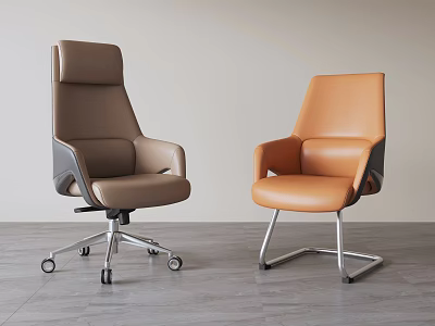 Modern Luxury Leather Upholstered Office Chairs For Executive Workspace And Comfortable Guest Reception Seating 3d model