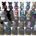 Colorful Artistic Sculpture Carving With Various Designs On Display Bases
