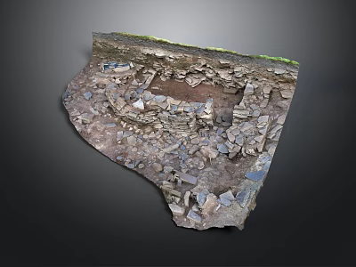Archaeological Excavation Site Featuring Stone Remains And Soil Layers 3d model