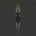 Detailed 3D Battleship Model With Gray Hull Red Bottom And Turrets