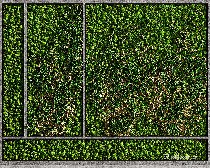 Vertical Living Plant Wall Design With Various Greenery And Textured Patterns 3d model 