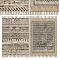 Square Rugs With Geometric Patterns Woven Design And Tassel Trim For Home Decor