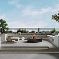 Roof Garden With Outdoor Seating Fire Pit Lush Plants And Scenic View