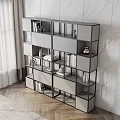 Gray Modern Display Shelf With Metal Frame Multiple Compartments For Books And Decorative Items