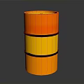 Orange Cylindrical Object With Yellow Stripe And Black Bands On Dark Background