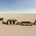 Bonsai Potted Plants Arranged In Different Containers On Outdoor Terrace With Green Foliage