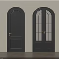Modern Black Hinged Doors Single and Double with Glass Panels Golden Handles Design