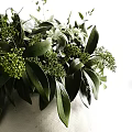 Two Decorative White Vases With Lush Green Plants And Fresh Flowers
