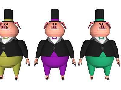 Cartoon Pig Head Family 3d model