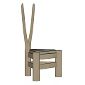 Wooden Leisure Chair With V Shaped Backrest And Padded Seat In Modern Design
