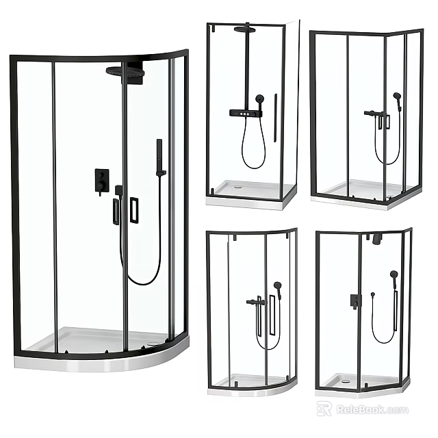 Modern Shower Sauna Interior Design Featuring Glass Enclosure Shower Head And Fixtures 3d model 