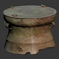 Ancient Bronze Vessel With Lid Ring Handles And Ornate Surface Design