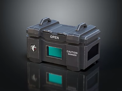 Durable Hardware Toolbox With Open Label Caution Sign And Heavy Duty Handles 3d model