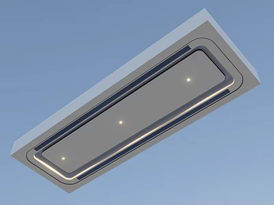 White Floor Rectangular Design With Three Small Lights And Blue Decorative Lines 3d model