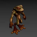 Humanoid Frog Man 3D Model With Green Brown Skin Standing Pose
